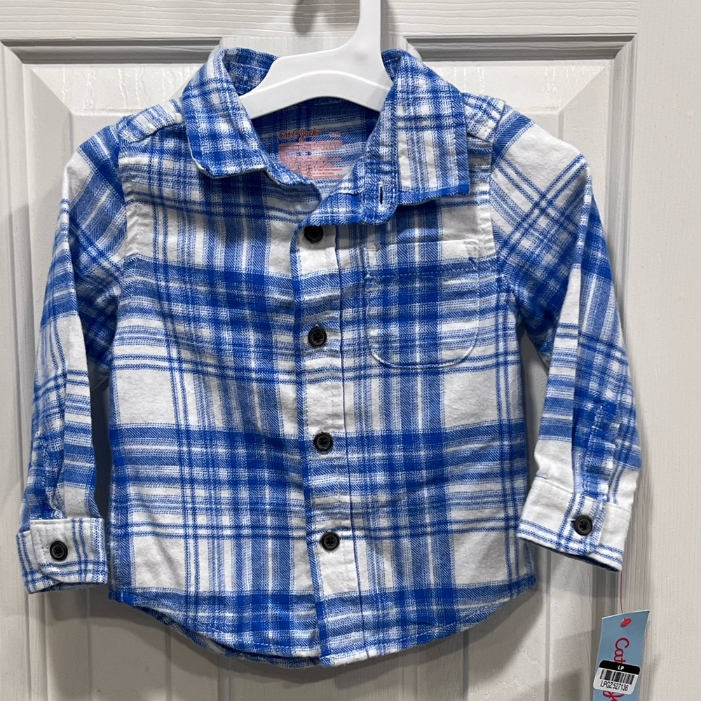 Cat & Jack Plaid Button-Up Flannel Shirts Size 12M NWT